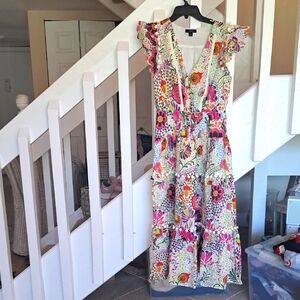 J. Crew Pom Pom Midi Floral Dress in Ratti Retro Design Sz8 EUC